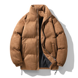 Hochwertiger herrenparka aus wildleder mit kragen – Braun