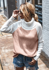 Rollkragenpullover mit farbigen blöcken - charliena – Rosa