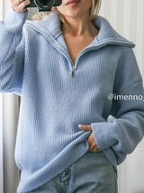 Whitney - warme coltrui voor dames met ritssluiting – Himmelblau