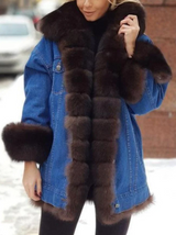 Thania - damen wintermantel mit pelz – Schwarz