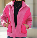 Gabriela | kuschelige, wattierte sherpa-damenjacke – Rosa