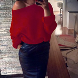Mirka – eleganter schulterfreier pullover für damen – Rot
