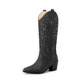 Céline - western-cowboy-stiefeletten mit stickerei und absatz – Schwarz
