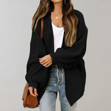 Leppa – lässig gestrickte damen-strickjacke – Schwarz
