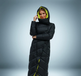 Exklusiver parka mit knopfverschluss – Schwarz mit Grün