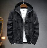 Jacques | vintage herrenjacke mit kapuze – Schwarz
