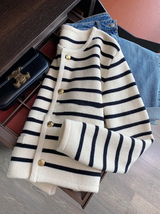 Stella - pullover mit op-ausschnitt und streifen – Schwarz
