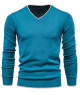 Slim-Fit-Pullover aus Sterlingsilber mit V-Ausschnitt – Türkis