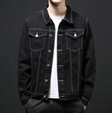 Darcio – winter-jeansjacke mit knöpfen für herren – Schwarz
