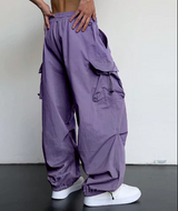 Cargohose - lockere passform - kordelzug weite hosenbeine - Herrenmode – Lila