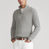 Wollpullover - mit halbem reibverschluss – Grau