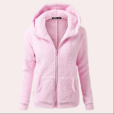 Yllva - damen-wintermantel mit kapuze, knöpfen und langem schnitt – Rosa