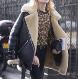 Lederjacke mit schnalle – Schwarz