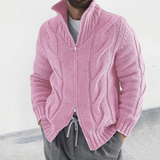 Hochwertige gestrickte herren-strickjacke – elegant und warm – Rosa