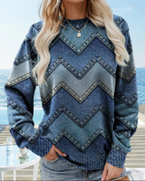 Geometrisch gemustertes sweatshirt für frauen - niyara – Blau