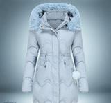 Bunter parka mit pelzkragen – Blau