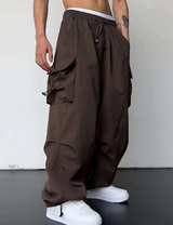 Cargohose - lockere passform - kordelzug weite hosenbeine - Herrenmode – Braun
