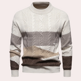 Ladislau – gestrickter herrenpullover mit kontrastmuster – Khaki