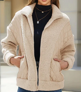 Gabriela | kuschelige, wattierte sherpa-damenjacke – Beige