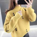 Mariana - weicher, flauschiger rollkragenpullover für damen – Gelb