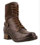 Emma - Wilde Retro-Motorradstiefel mit dicker Sohle – Braun
