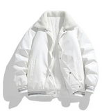 Kiril | robuste, warme winterjacke für herren mit sherpa-kragen – Weiß