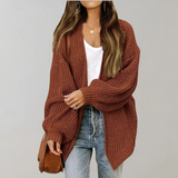 Leppa – lässig gestrickte damen-strickjacke – Kaffee