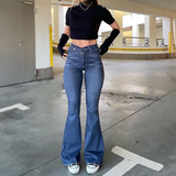 Nympha - damenhose aus jeansstoff mit hoher taille – Blau