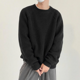 Audrick – bequemer strickpullover mit rundhalsausschnitt – Schwarz