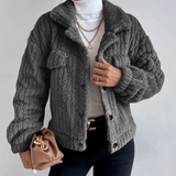 Weiche, dicke jacke imitiert – Grau