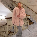 Ivankav - luxuriöse jacke aus weichem kunstfell für damen – Rosa