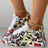 Haselnuss - stylische damen-sneaker mit graffiti-print – Rot