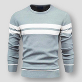 Kuscheliger gestreifter strickpullover für herren – Hellblau