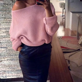 Mirka – eleganter schulterfreier pullover für damen – Rosa