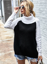 Rollkragenpullover mit farbigen blöcken - charliena – Schwarz
