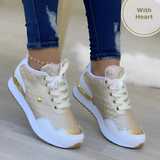 Sheira | orthopädische damen-sneaker – Gold mit Herz