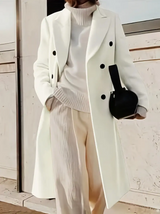 Selena – zweireihige jacke mit kapuze – Weiß