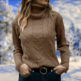 Lilja - schicker winterpullover für damen mit langem kragen – Braun