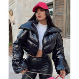 Aoife – stylische kurze pufferjacke mit steppmuster – Schwarz
