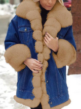 Thania - damen wintermantel mit pelz – Beige
