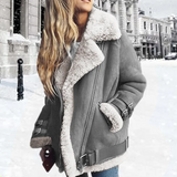 Lederjacke mit schnalle – Grau