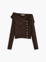 Sienna | asymmetrisches strickdesign mit eng anliegendem damenoberteil – Dunkelbraun