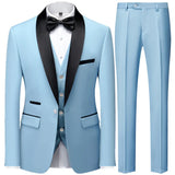 Herren 3-Dreiteiler Hochzeitsgast Anzug | Jacke, Weste und Hose – Weißer Knopf Himmelblau