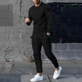 RAFAEL – Leichtes Set aus Pullover und Hose für Herren – Schwarz