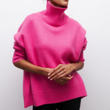 Estelle - Lockerer Rollkragenpullover – Rosa
