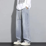 Herren Baggy Jeans | Verstellbarer Kordelzug – Hellblau