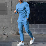 RAFAEL – Leichtes Set aus Pullover und Hose für Herren – Blau