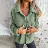 Tirina - Teddyjacke mit Knopfverschluss – Grün