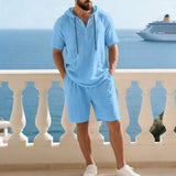 Portofino Coast™ Set Aus Baumwoll-Leinen Mit Moderner Kapuzenshirt – Hellblau