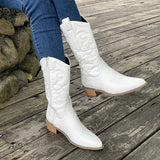 Cowboystiefel Mit Reißverschluss Für Damen | Wadenlang – Weiß
